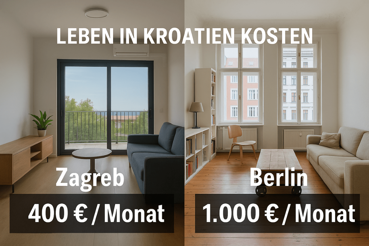 Leben in Kroatien Kosten – monatliche Mietpreise in Zagreb im Vergleich zu deutschen Großstädten